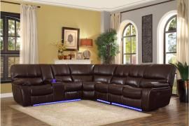 Pecos Dark Brown Leather Power Sectional 8480BRW by Homelegance